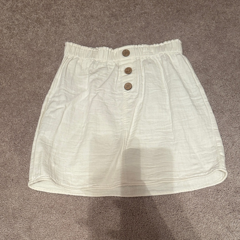 Cream Button-Front Mini Skirt